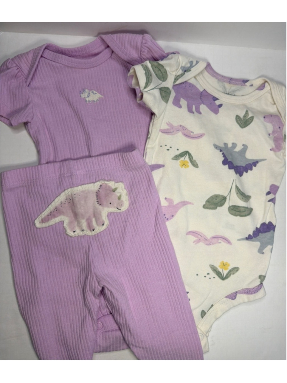 Baby Girl Carter’s Matching 3 Piece Infant 6 Months Dinosaur Pants Undershirts